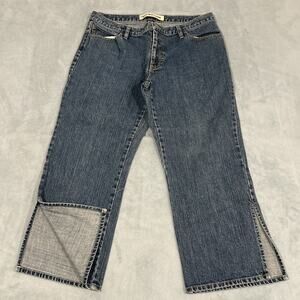 Y2K 2000s Baggy Baggy Jeans Womens 14 35x25 Split Capri Wide Leg Loose Hamilton